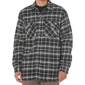Dickies Mens Sherpa Lined Flannel Shirt Large Plaid Black